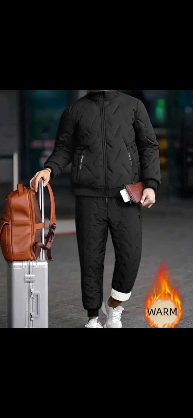 Men's Warm Winter Puffer Jacket & Pants Set - photo 4