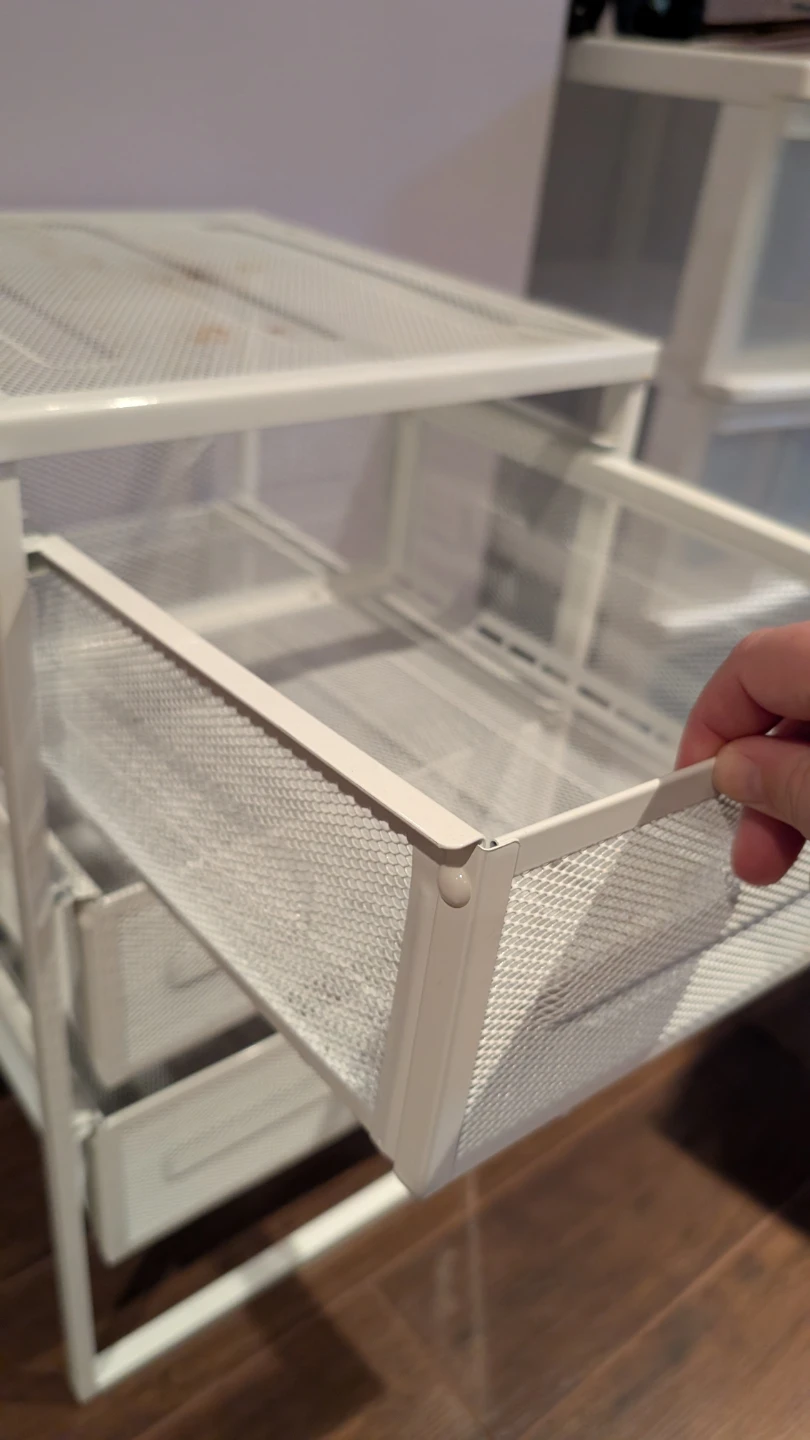 White 3-Drawer Metal Mesh Storage Cart - photo 2