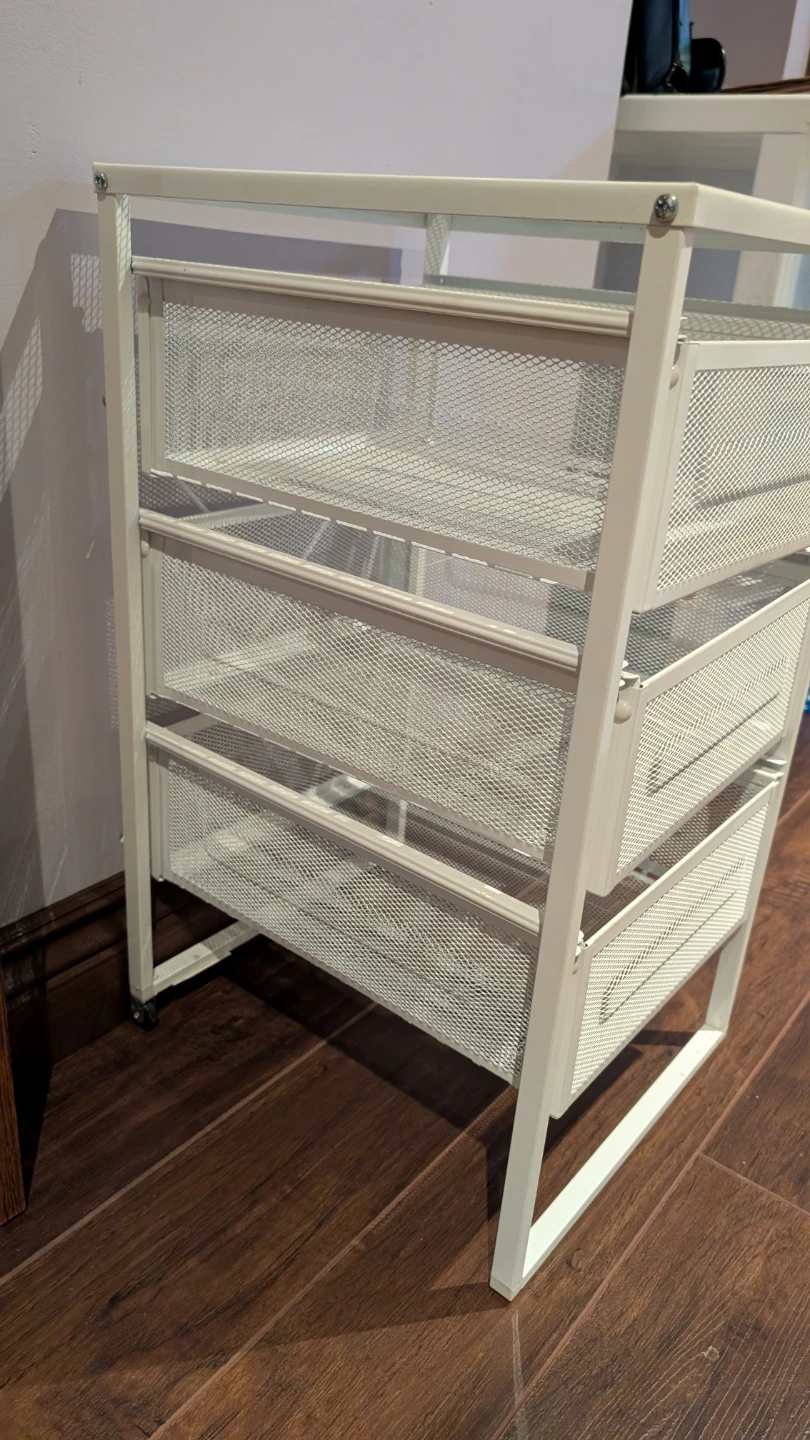White 3-Drawer Metal Mesh Storage Cart - photo 3