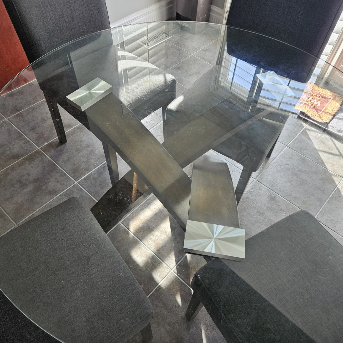 Glass Round Dining Table with 4 Chairs - photo 3
