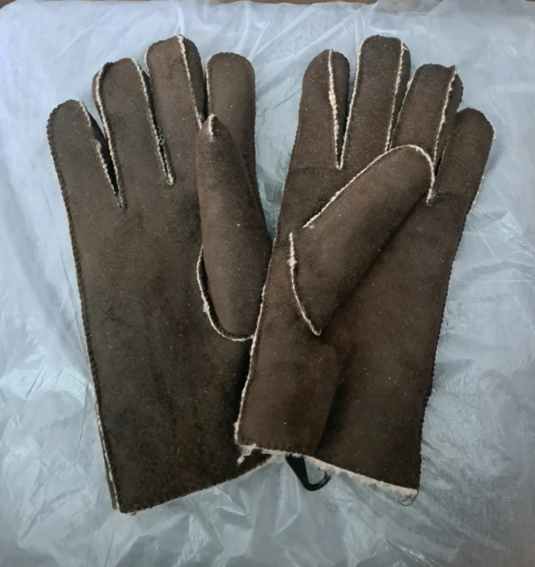 New Brown Faux Suede Shearling Lined Gloves