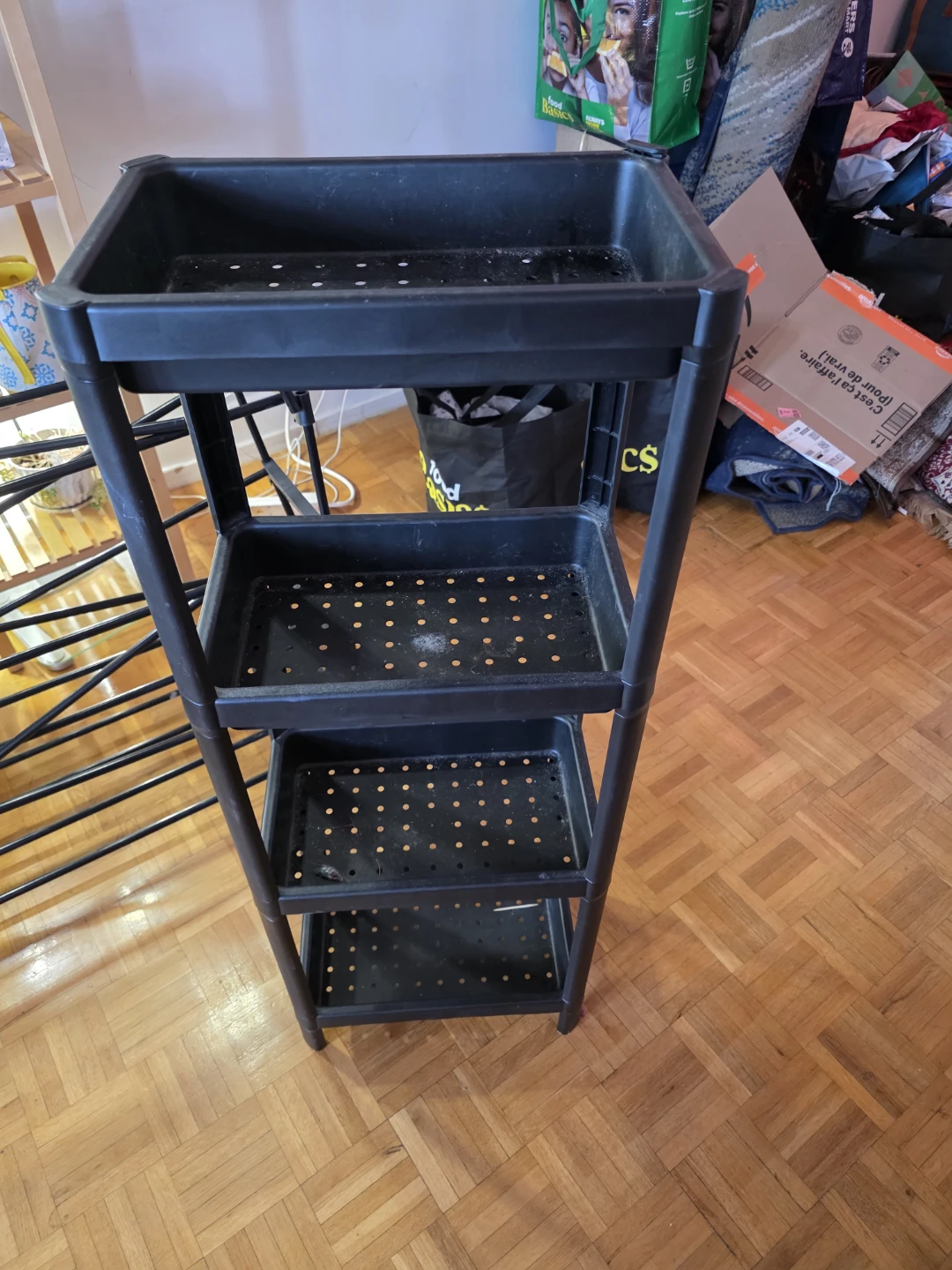 Black 3-Tier Plastic Shelf Unit
