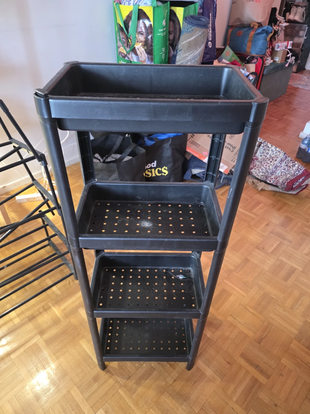 Black 3-Tier Plastic Shelf Unit - photo 2