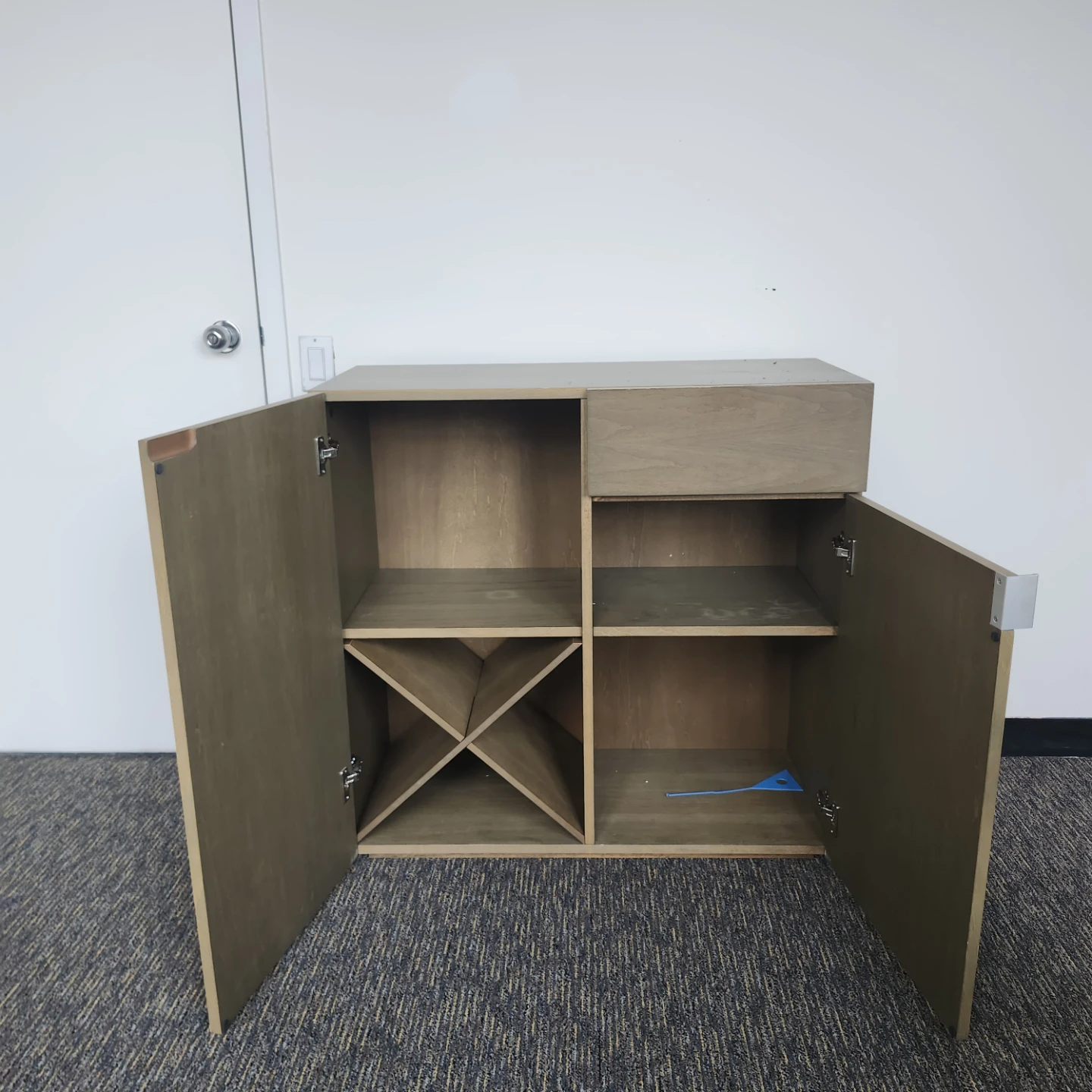Wooden Storage Cabinet with Drawer and Shelves - photo 2
