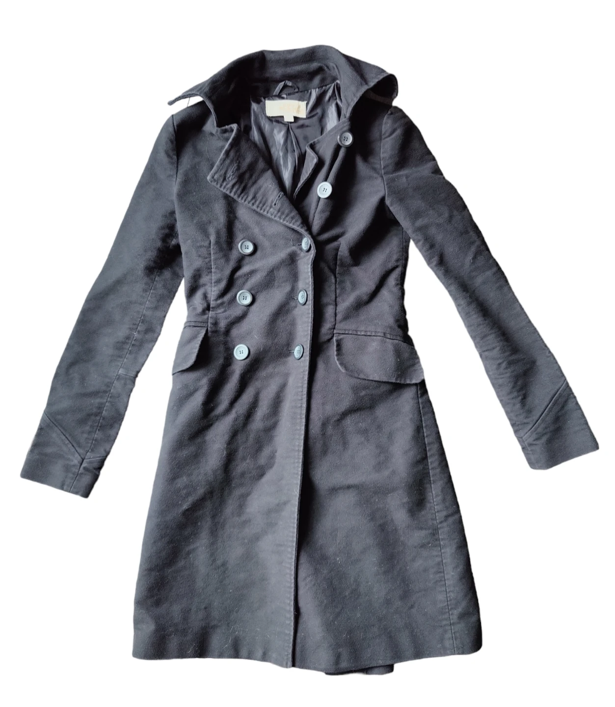 Costa Blanca Black Fitted Trench Coat – Small - Double Breasted