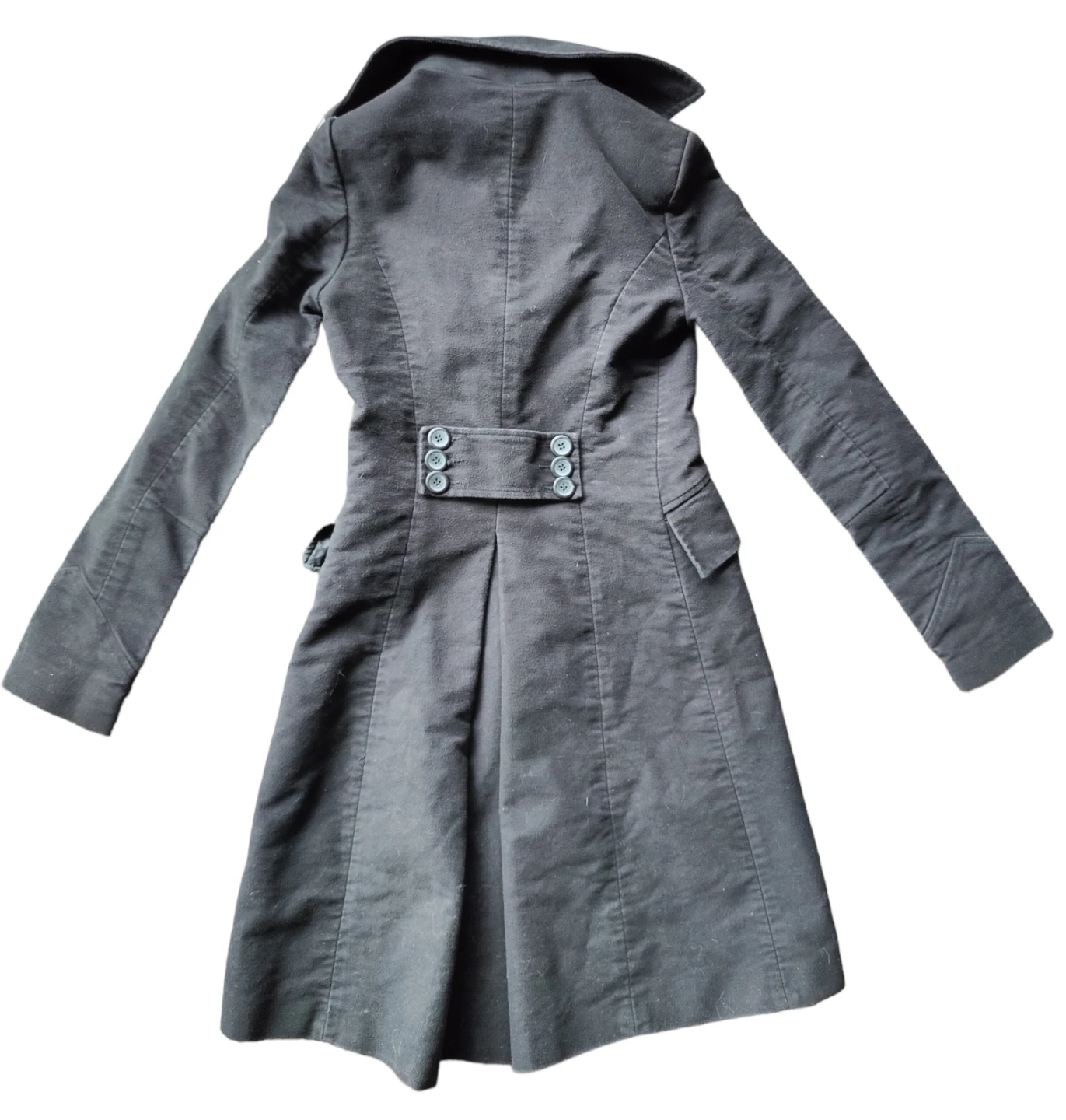 Costa Blanca Black Fitted Trench Coat – Small - Double Breasted - photo 2