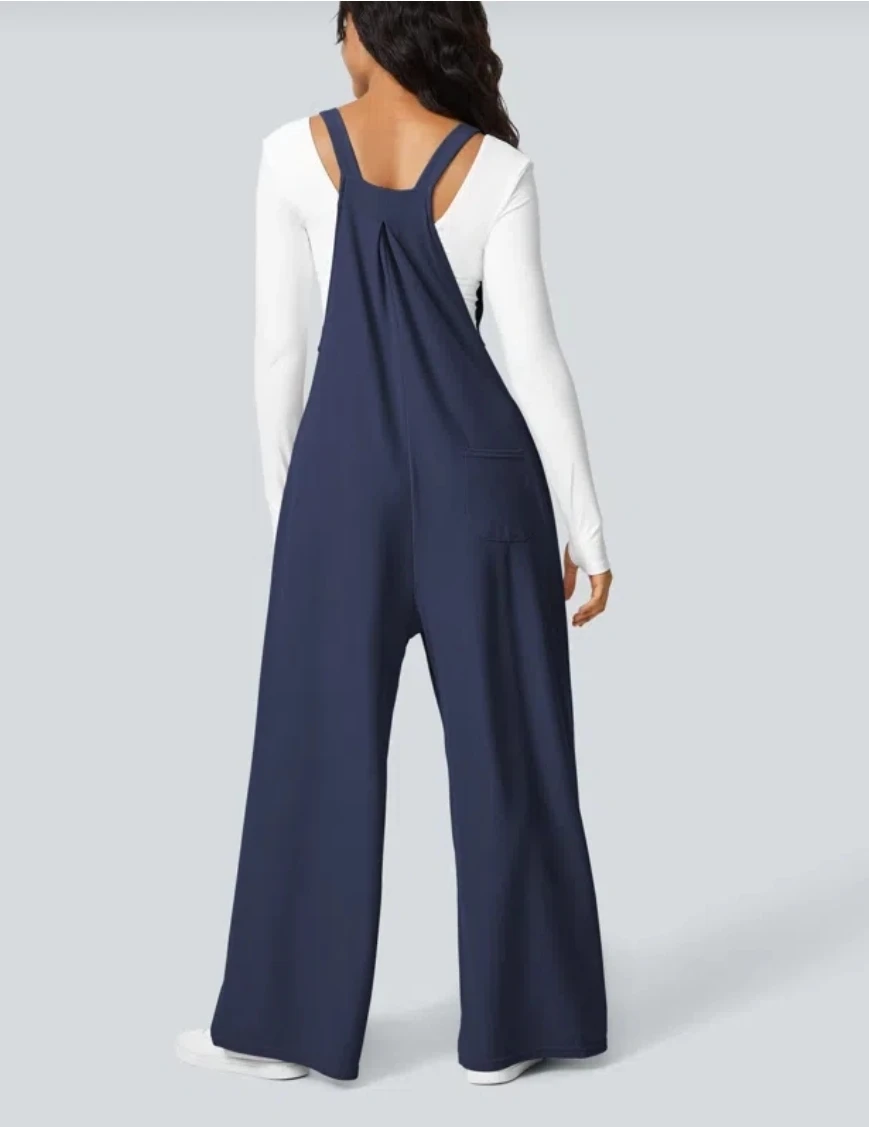 Halara Pocket Waffle Casual Overalls – Dark Blue (XL) - photo 2