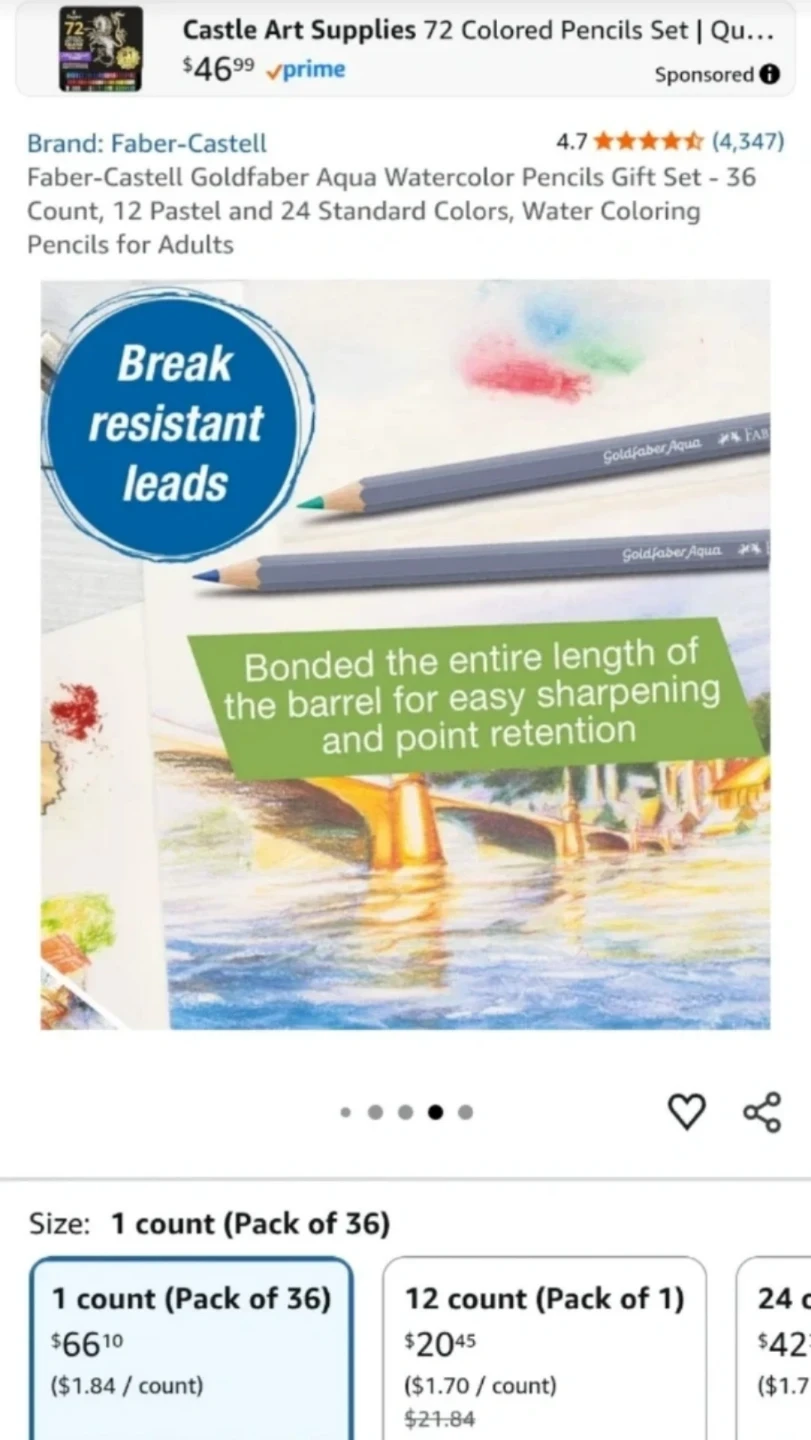 (NEW) Faber-Castell Goldfaber Aqua Watercolor Pencils - 36 Count - photo 2