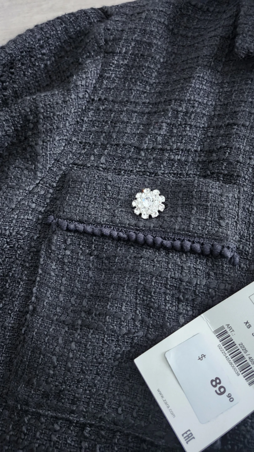 Zara Black Tweed Jacket - Size M - New with Tags - photo 5