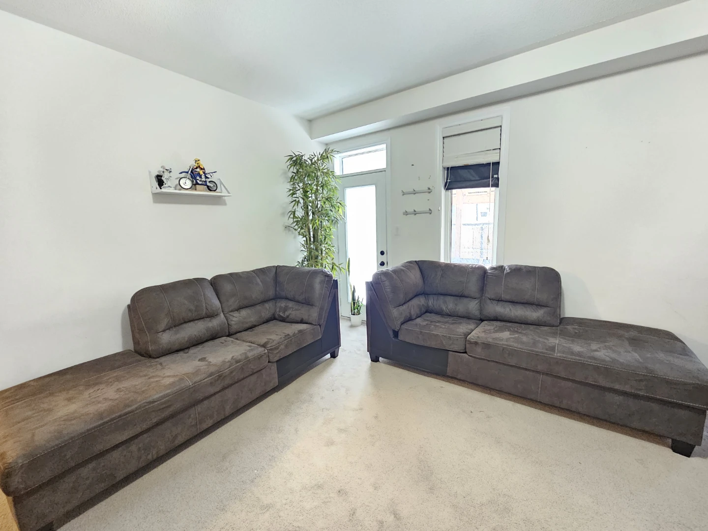 2 Brown Sectional Faux Leather Sofas with Chaise - photo 2