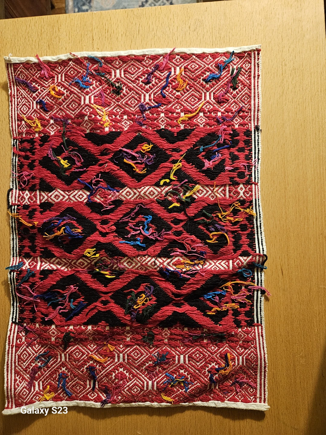 Handmade Embroidered Wall Hanging - Red & Black - photo 2