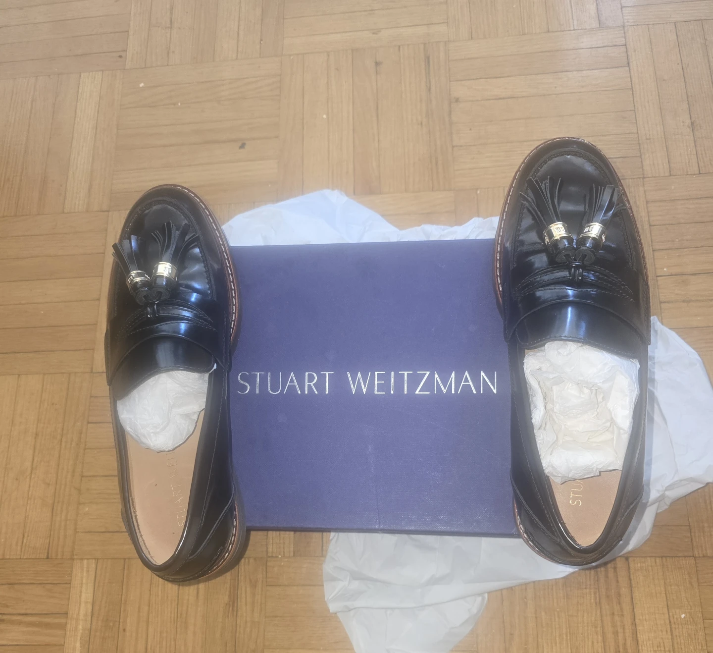 Stuart Weitzman Black Tassel Loafers