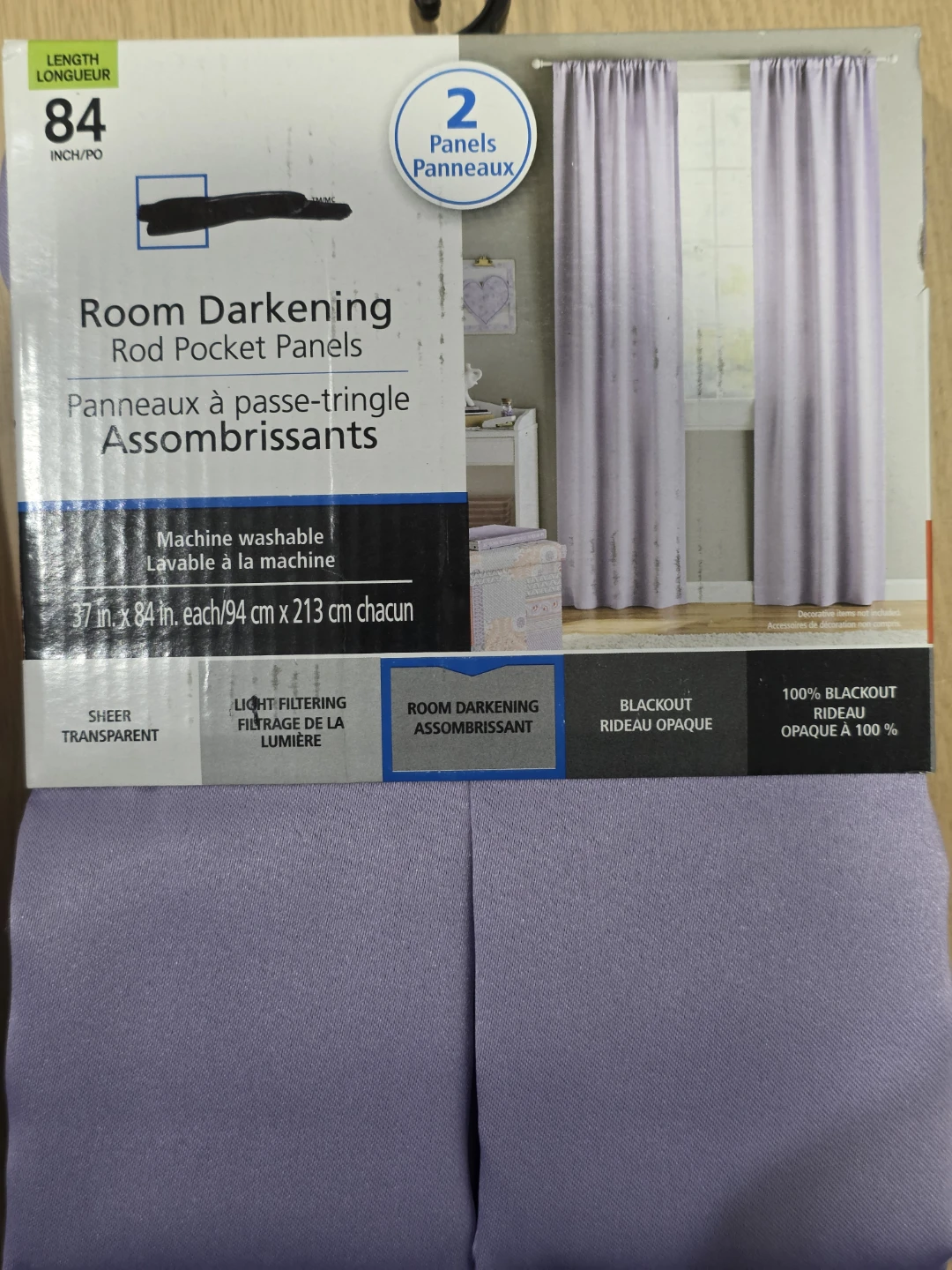 Lilac Purple Curtains 2 Panels - 37" x 84"