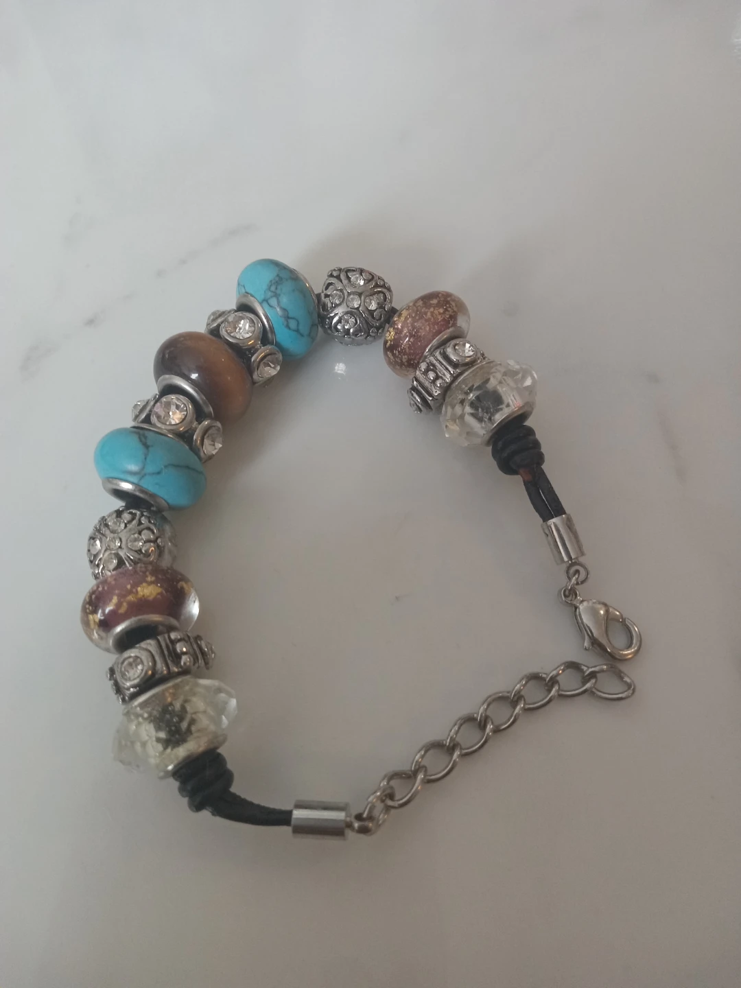 Beaded Charm Bracelet with Turquoise and Tiger Eye - photo 4