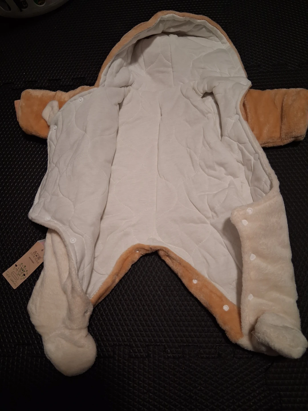 Adorable Orange & Cream Baby Snowsuit with Cute Face Design - photo 2