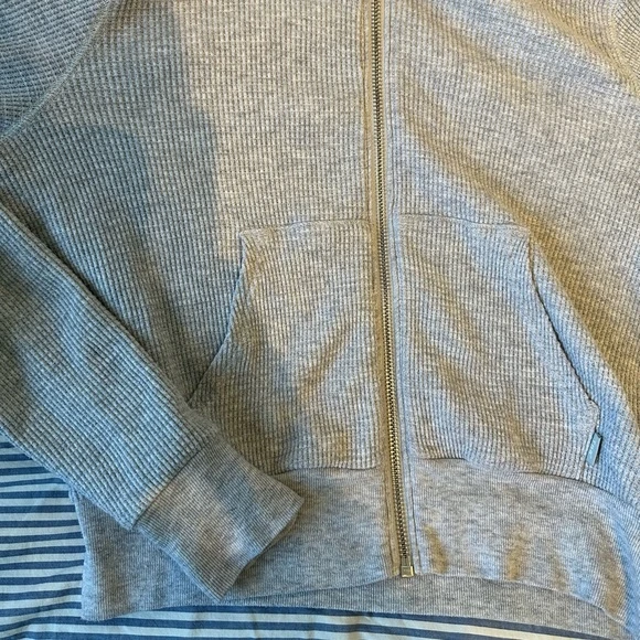 TNA Grey Waffle Zip-Up Hoodie - Size XS - photo 2