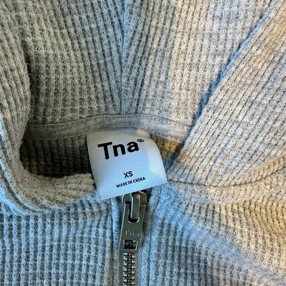 TNA Grey Waffle Zip-Up Hoodie - Size XS - photo 3