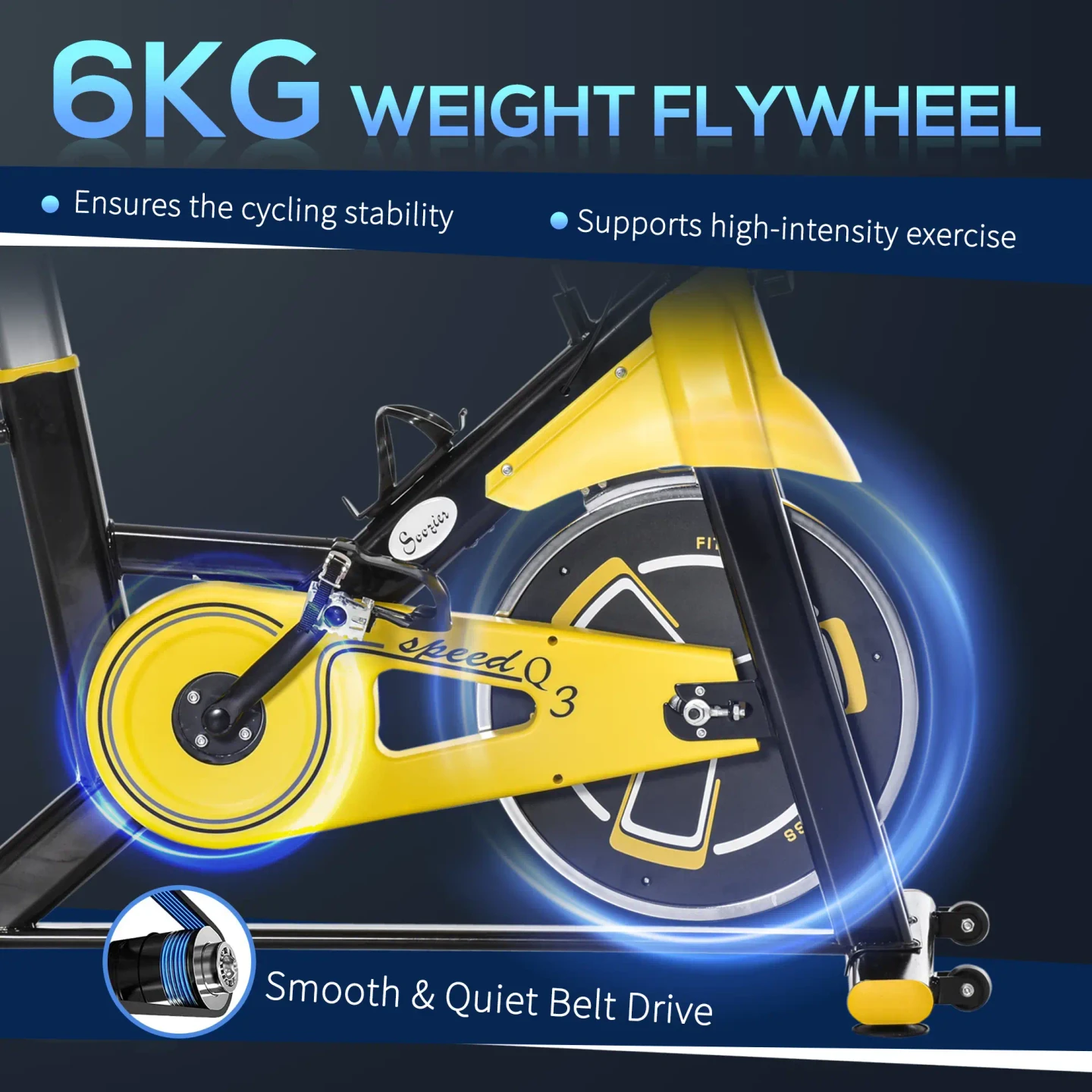 Soozier Indoor Stationary Exercise Bike - Yellow/Black - photo 3