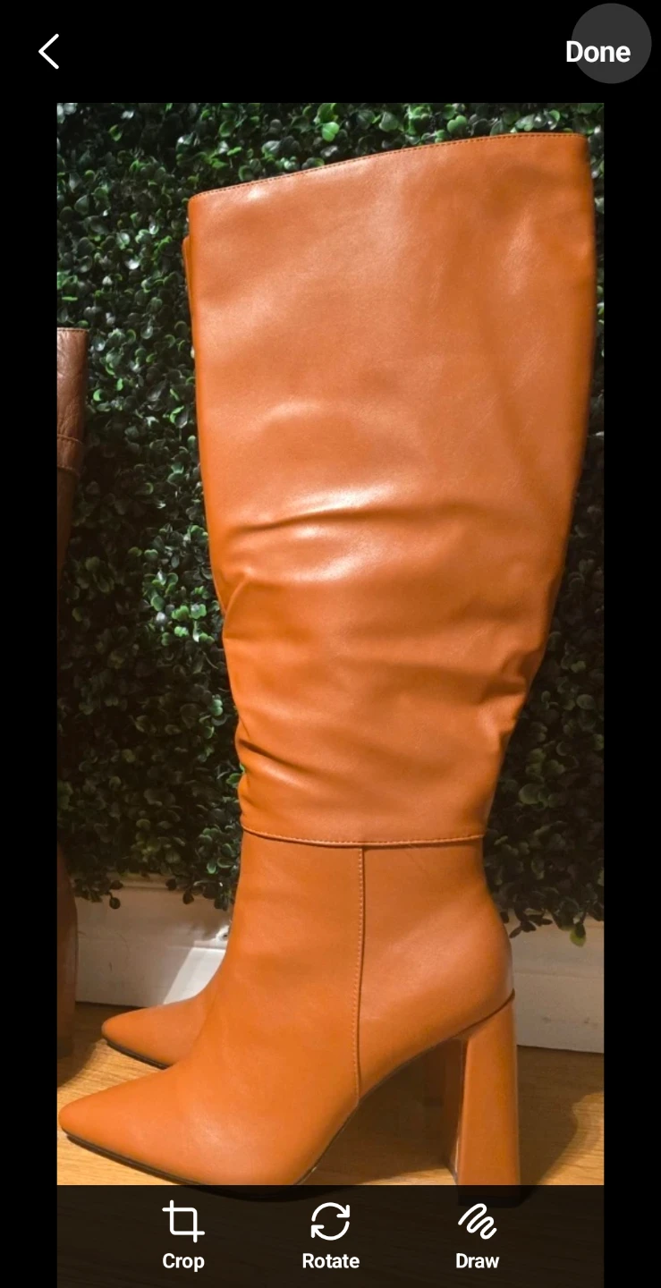 Brown Faux Leather Knee-High Boots