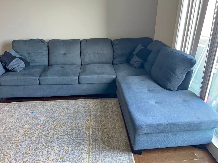 Grey Sectional Sofa with Ottoman