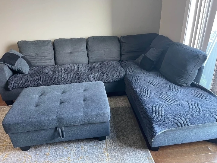 Grey Sectional Sofa with Ottoman - photo 2