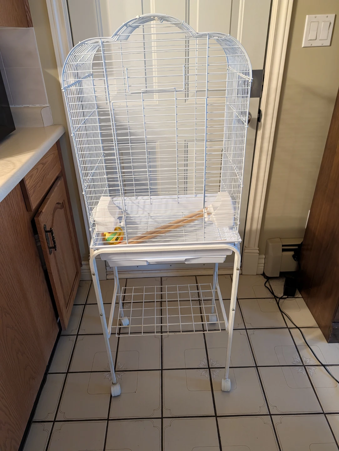 White Bird Cage with Stand