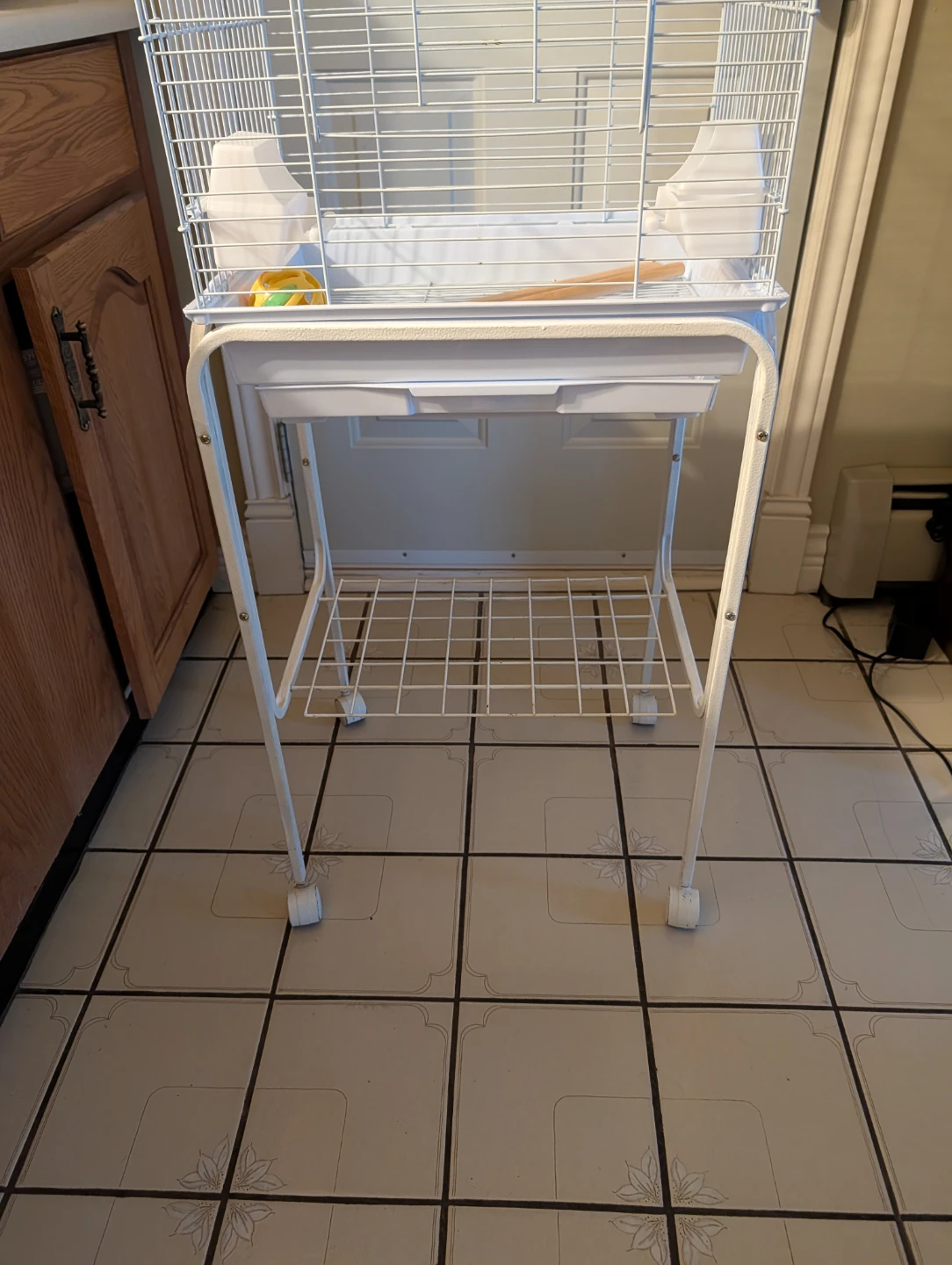White Bird Cage with Stand - photo 3