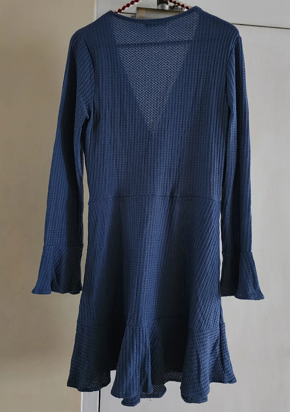 Beautiful Dusty Blue Flounced Knit Mini Dress * NEW - photo 2