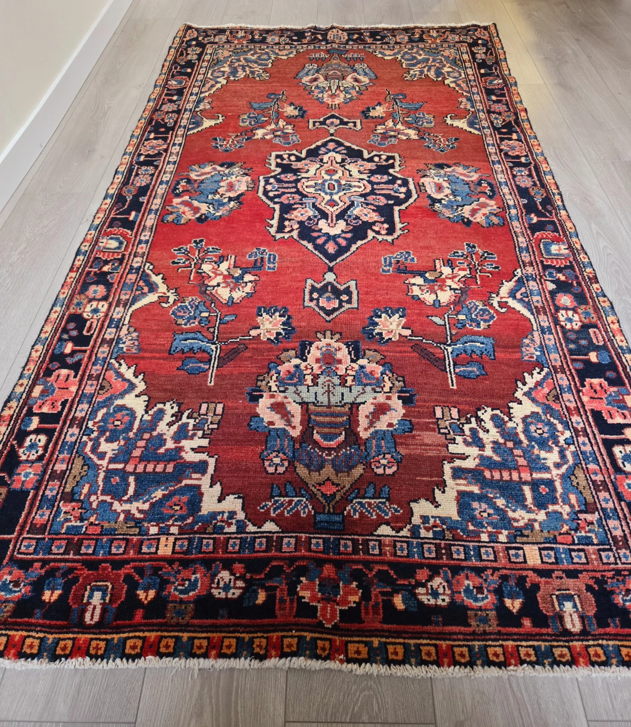 Antique Hand Knotted Wool Area Rug From Hamedan Region In Iran - photo 2