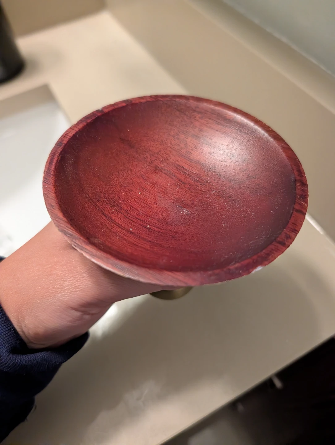 Wooden and Brass Pedestal Bowl - photo 3