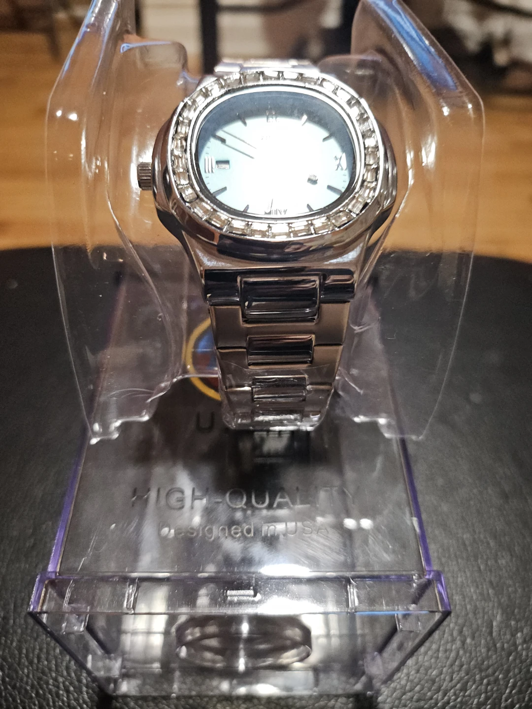 Silver Quartz Watch with Crystal Bezel - photo 2