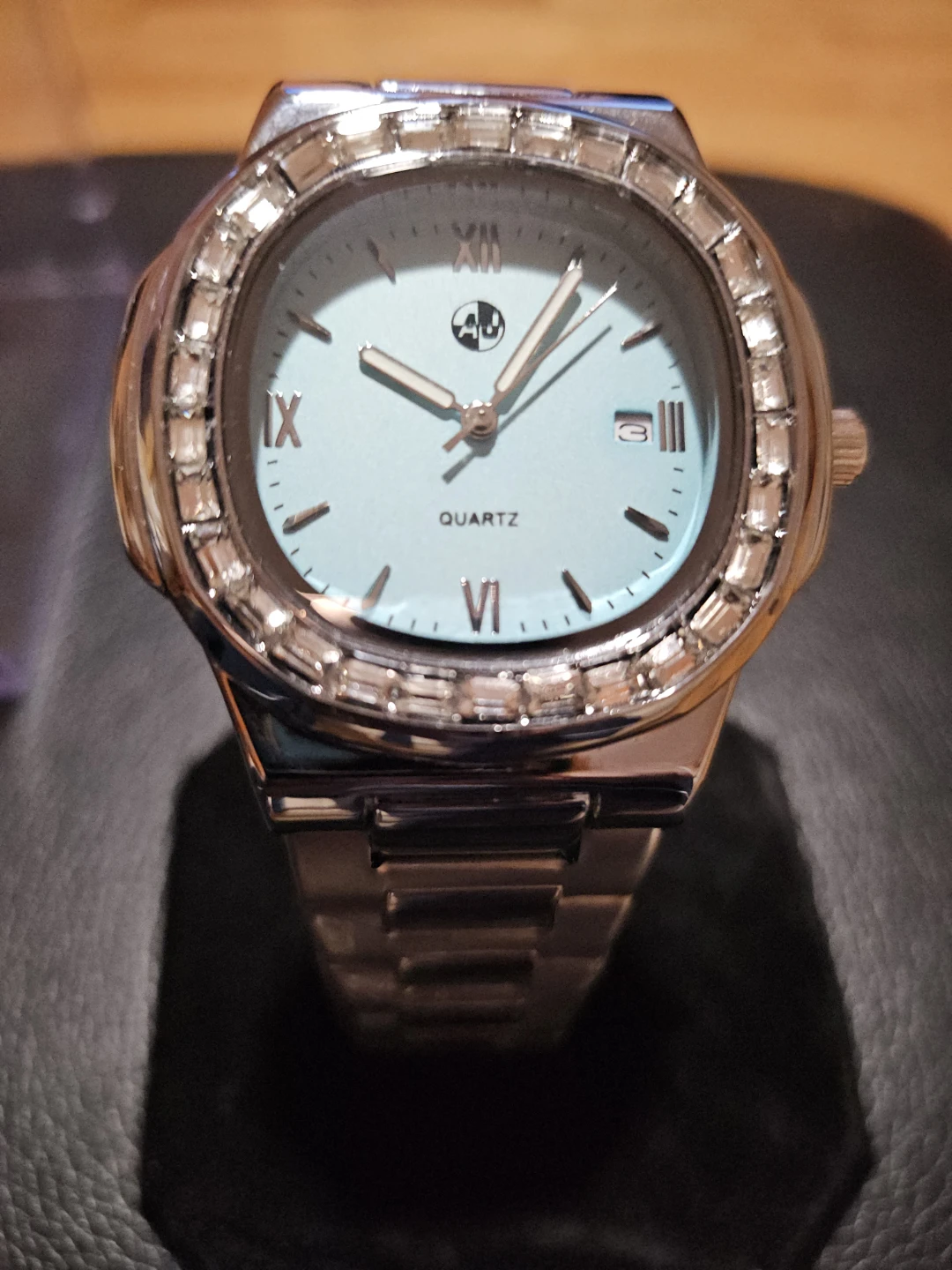 Silver Quartz Watch with Crystal Bezel - photo 4