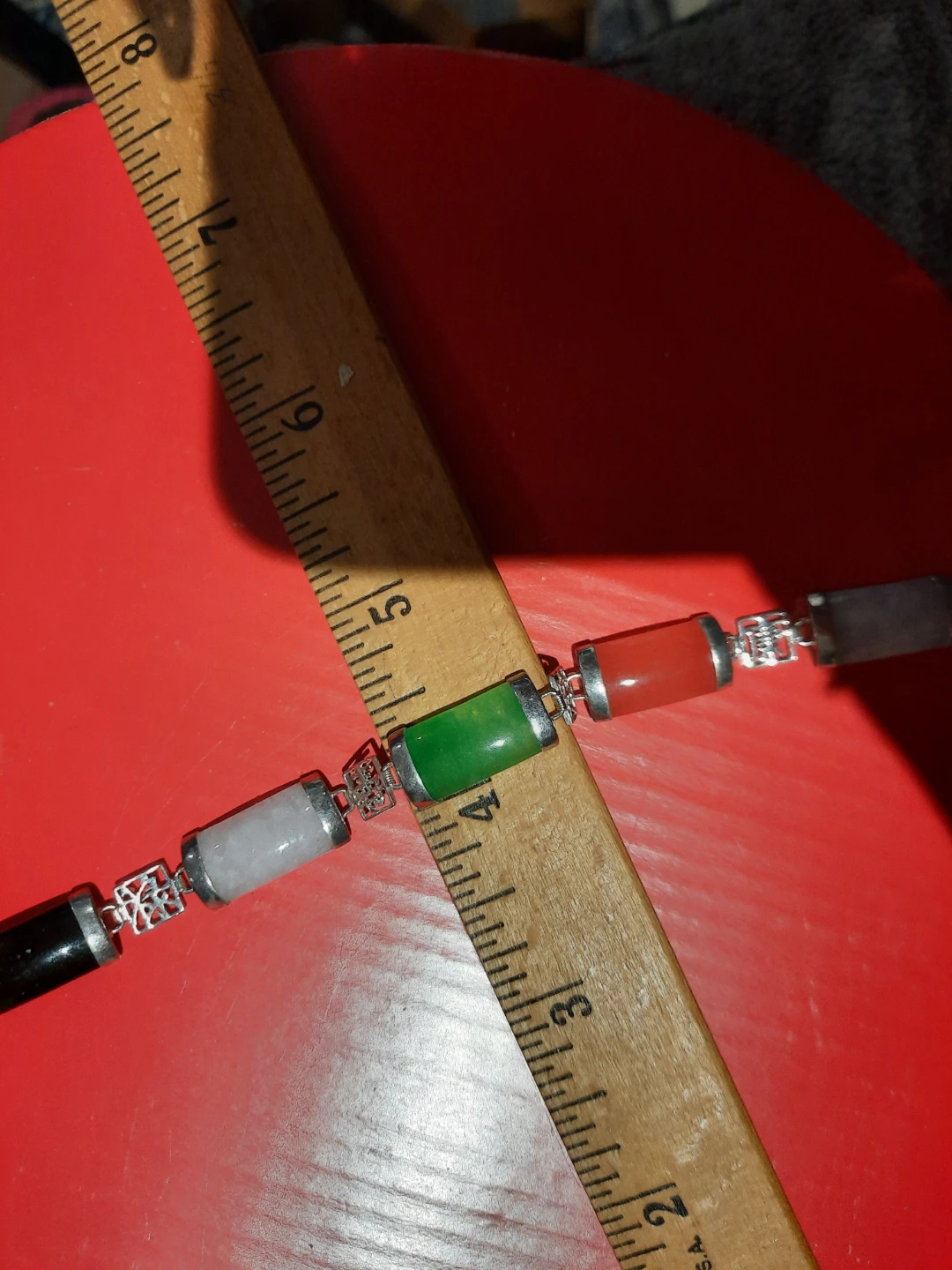 Solid Sterling Silver Real Jade Bracelet 7.25" - photo 4