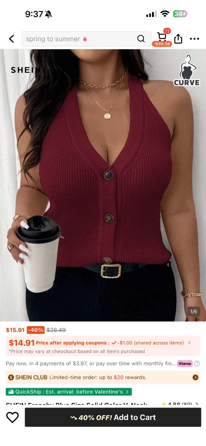 SHEIN Curve Ribbed Knit Halter Top - photo 2