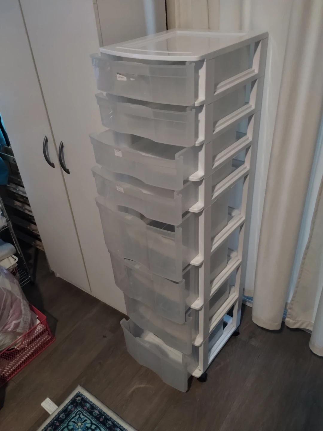 Tall White Plastic Drawer Storage Tower