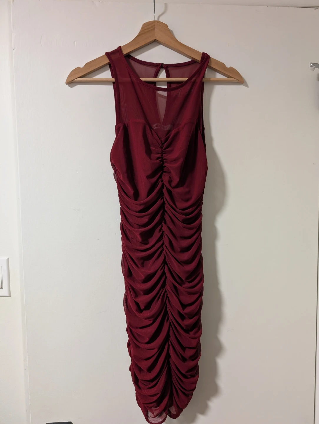 Burgundy Ruched Bodycon Dress - photo 3