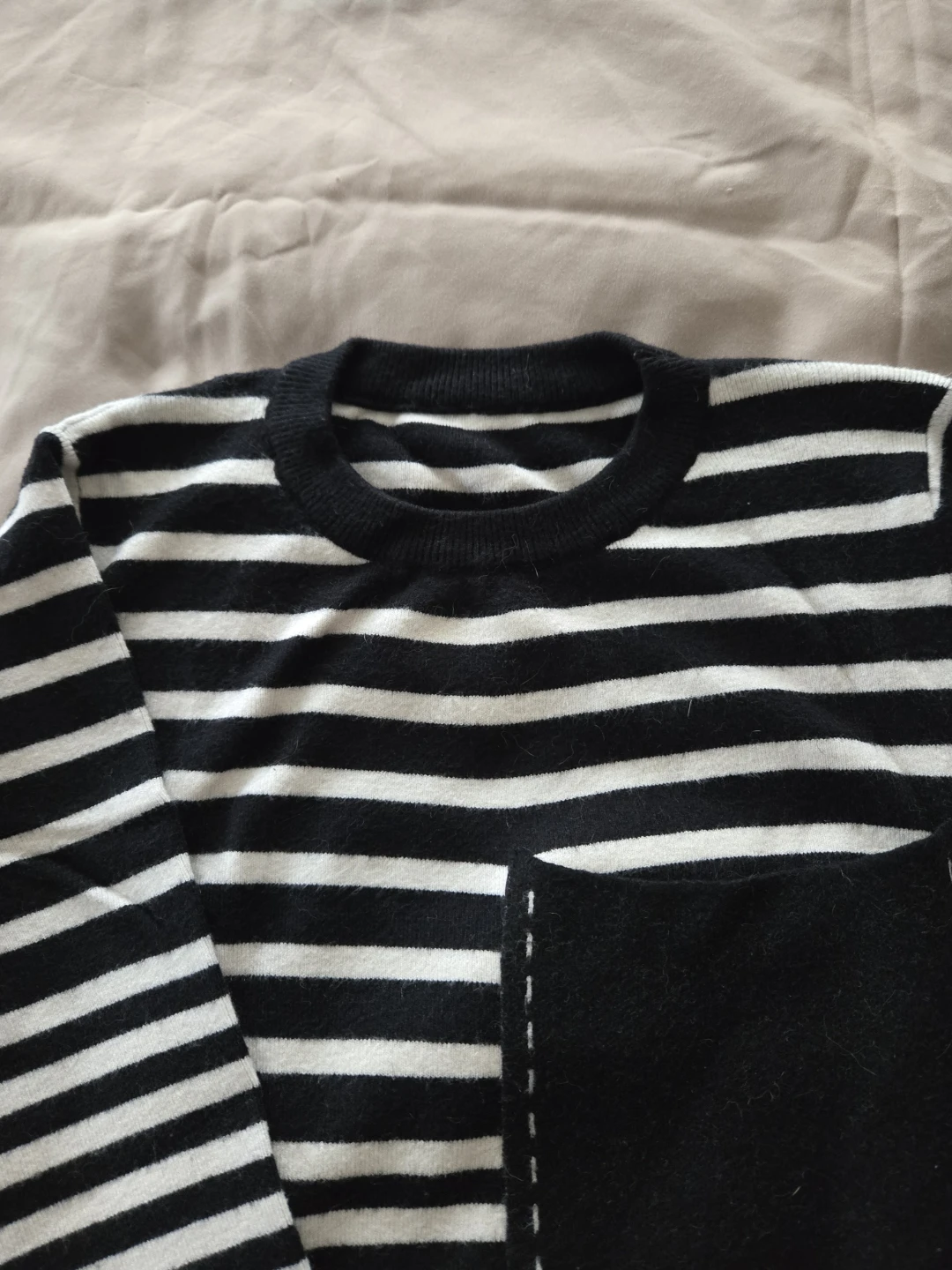 Striped Long Sleeve Knit Dress with Pocket - photo 3