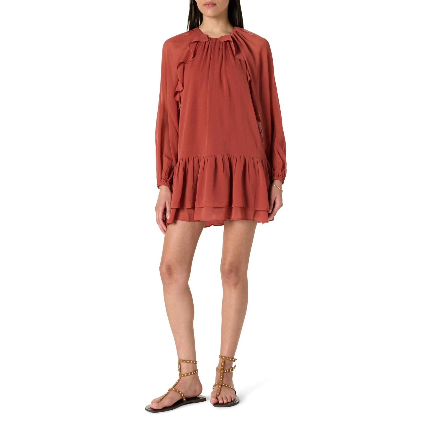 The Drop Women’s Jordan Ruffle Mini Dress - Chiffon, Medium