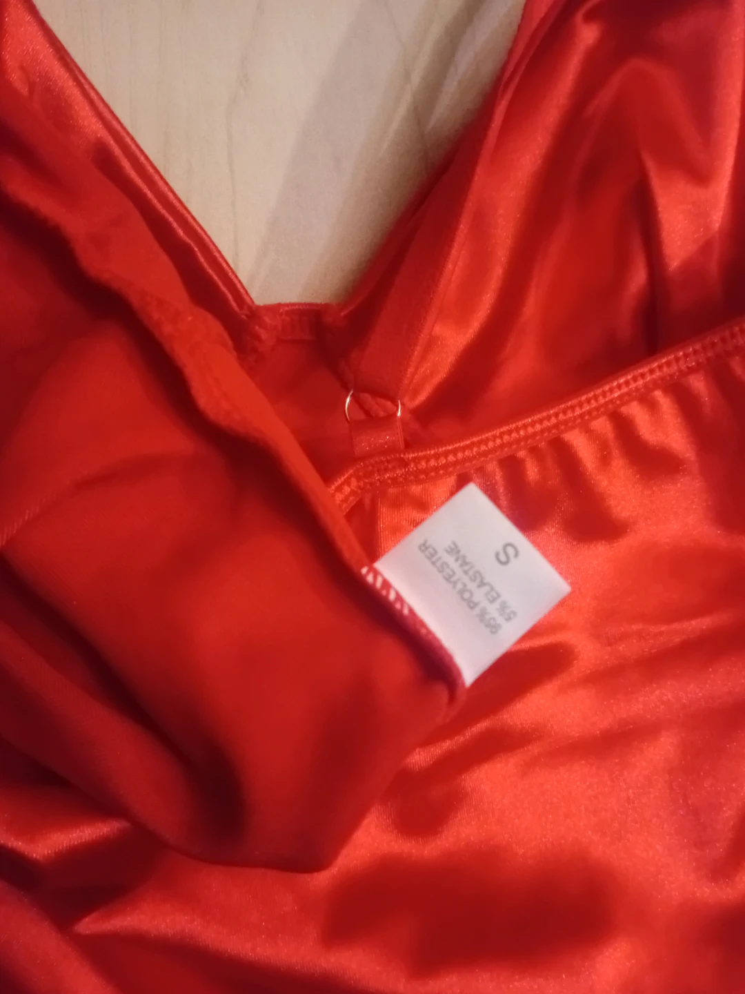 NEW!    VALENTINE'S - Red Satin Teddy Bodysuit Size S - photo 4