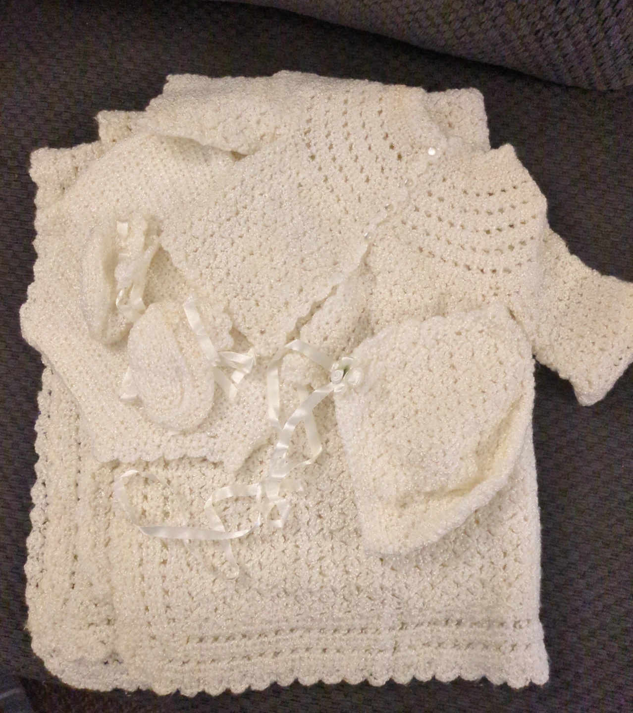 Hand-Knitted Baby Outfit - Cream