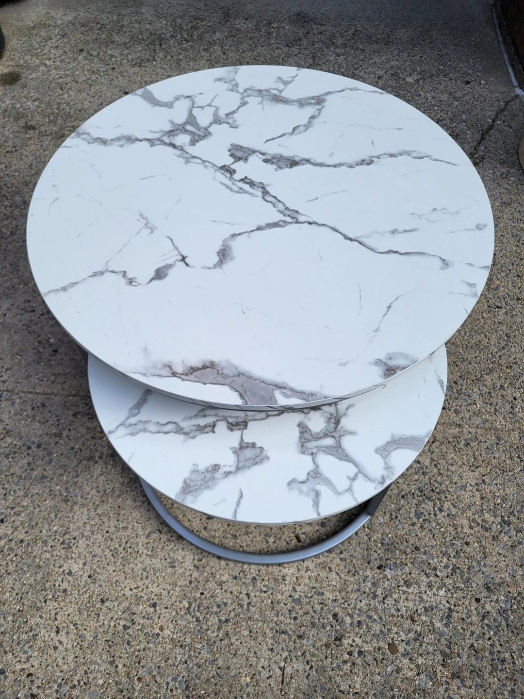 Round Marble Nesting Coffee Tables - Set of 2