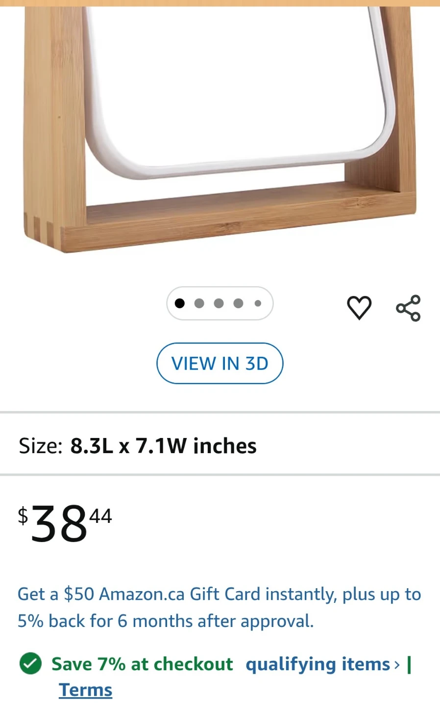 Makeup Mirror with Bamboo Stand - photo 5