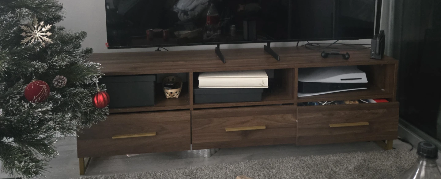 George - structube- Walnut Brown TV Stand with Gold Accents - photo 2