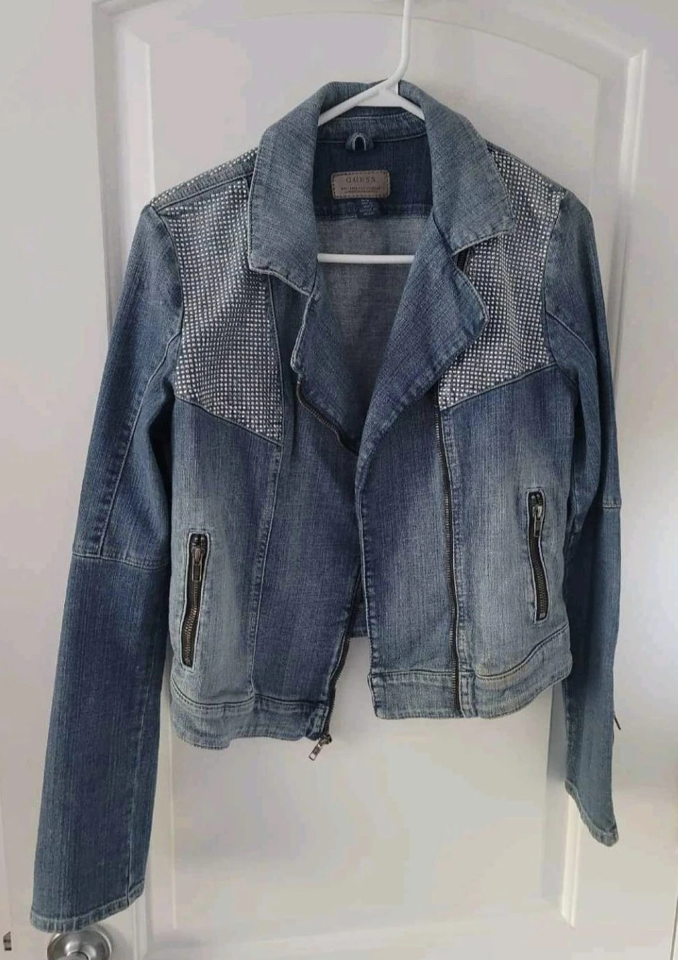 GUESS Denim Jacket with Rhinestone Embellishments