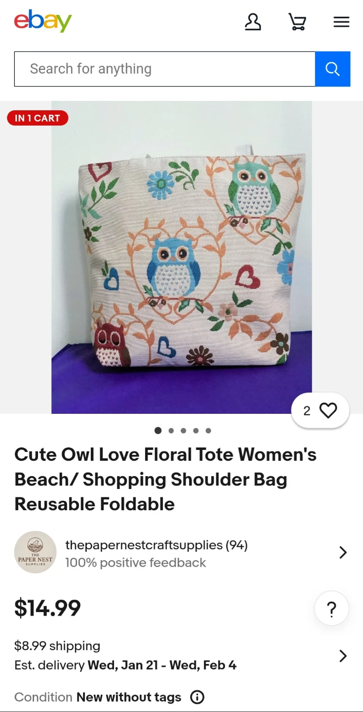 Owl Floral Tote Shoulder Bag $7 - photo 5