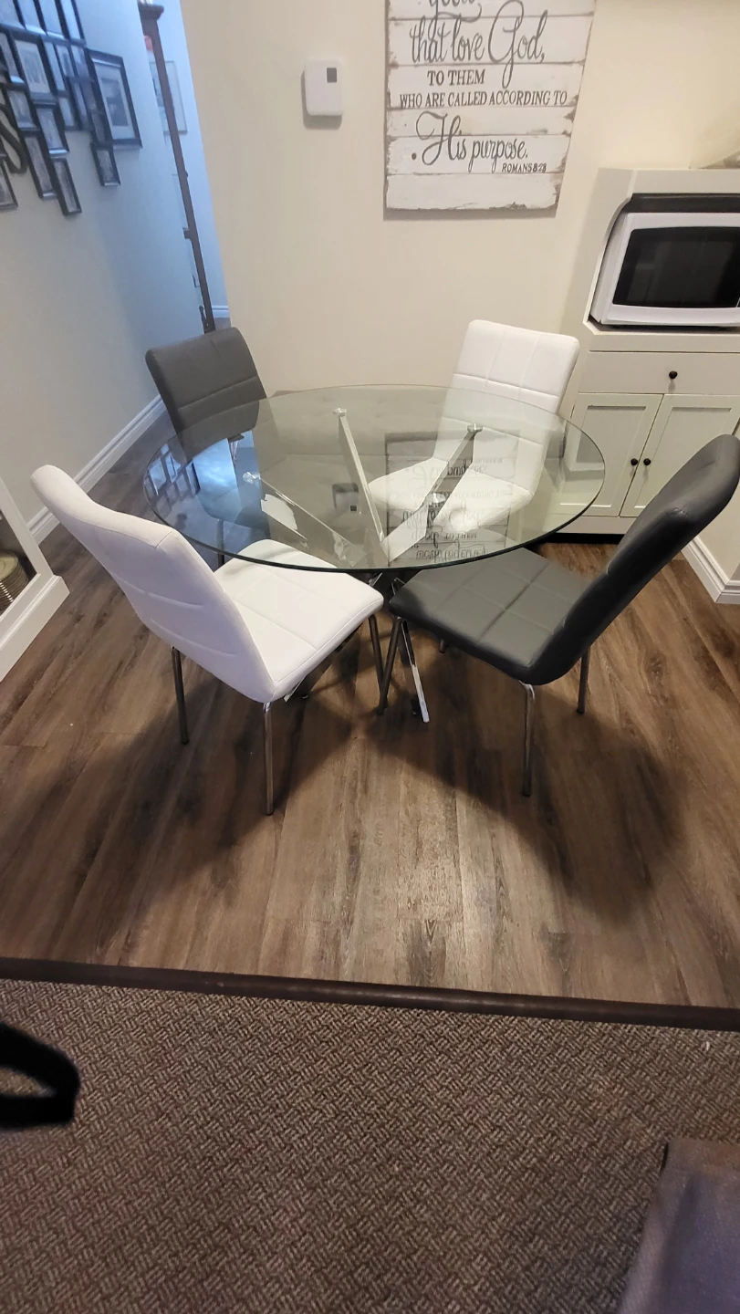 Glass Top Dining Table with 4 Chairs