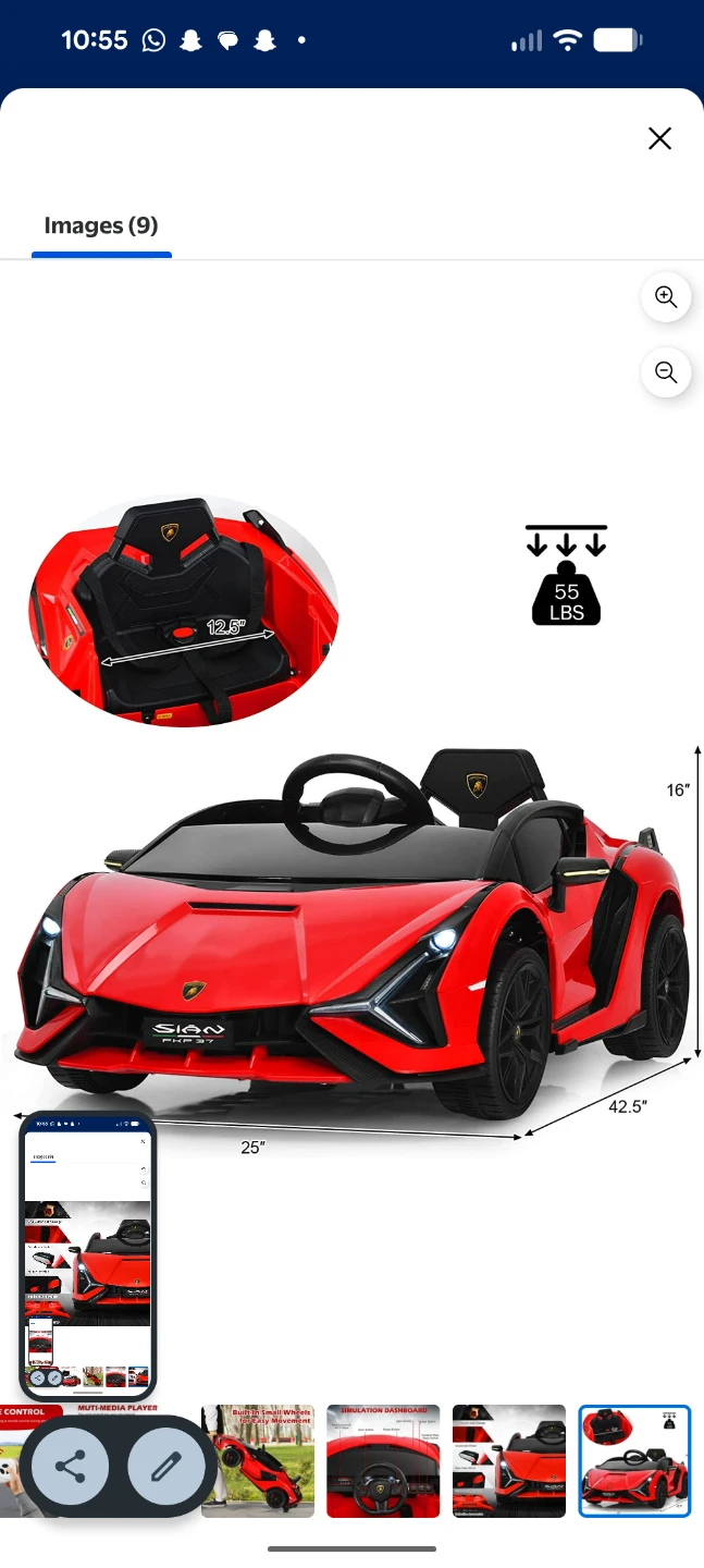 Lamborghini Sian Ride-On Car - Red - photo 4