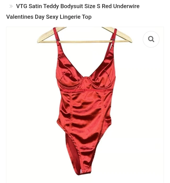 NEW!    VALENTINE'S - Red Satin Teddy Bodysuit Size S