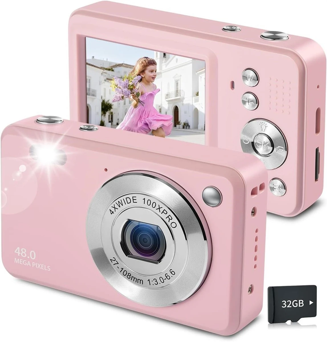 Pink Digital Camera with 16x Zoom & 32GB Card