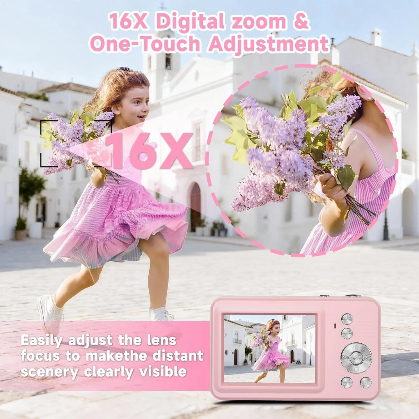 Pink Digital Camera with 16x Zoom & 32GB Card - photo 2